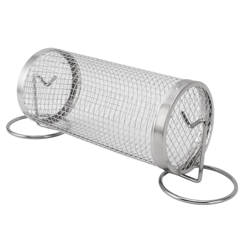 BBQ Net Tube Rolling Grilling Basket Stainless Steel Wire Mesh