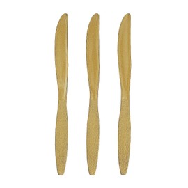 Fun Express - Metallic Gold Plastic Knives (50 Pc) - Party Supplies - Solid Tableware - Cutlery - 50 Pieces