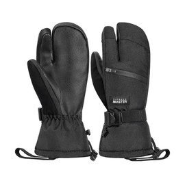 OutdoorMaster 3-Finger Ski Gloves for Women & Men, Waterproof & Windproof Ski Mittens, Winter Warm Snowboarding Gloves with Double-Pocket