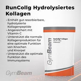 GymBeam GymBeam RunCollg Hydrolysiertes Kollagen Pulver, hochdosiert, Untersttzung fr Bewegungsapparat & Immunsystem, angereichert mit Vitamin C, fr Knochen & Knorpel (500 g, ohne Geschmack)
