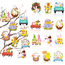 36 Pcs Easter Hanging Ornaments, Happy Easter Decorations Mini Tree Ornaments Easter Tree Hanging Ornaments for Easter Party Decorations