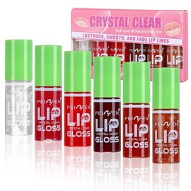 6 Colors Fat Oil Lip Drip Set, Lip Gloss, Big Brush Head Moisturizing Lip Oil, Long-lasting Nourishing Non-sticky Lip Care Oil Cosmetic Hydrate Lipstick Makeup Moisture Smooth Gift Shiny Glossy Moisturizer