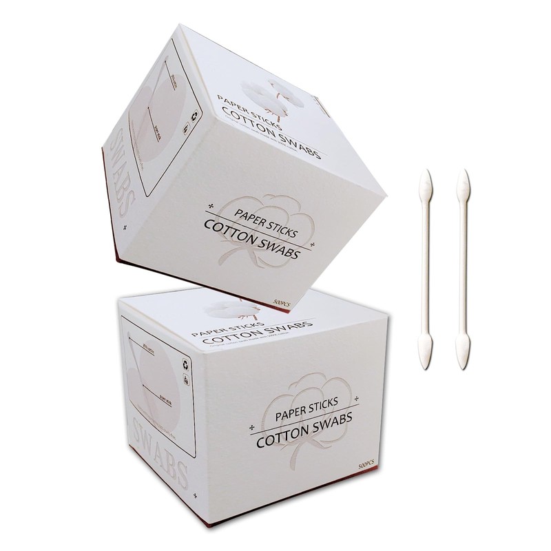 1000 Pieces Precision Tips,Double Pointed Cotton Swabs with Paper Stick