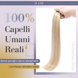 UK-Fashion-Shop Tape Extensions Real Hair 20 Wefts 40 cm 30 g Real Hair Extensions Tape In Hair Extensions Straight #18/613 Light Ash Blonde / White Blonde