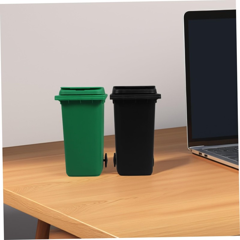 Operitacx 2pcs Recycle Bin Mini Wheelie Bin Trash Can Pencil