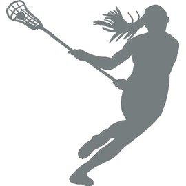 Women's Lacrosse Vinyl Decal - 8 Inches - for Cars, Trucks, Windows, Laptops, Tablets - Outdoor-Grade 2.5mil Thick Vinyl - Gray