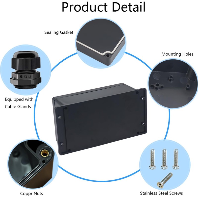 Otdorpatio Junction Box IP65 Waterproof ABS Plastic Electrical Project Case