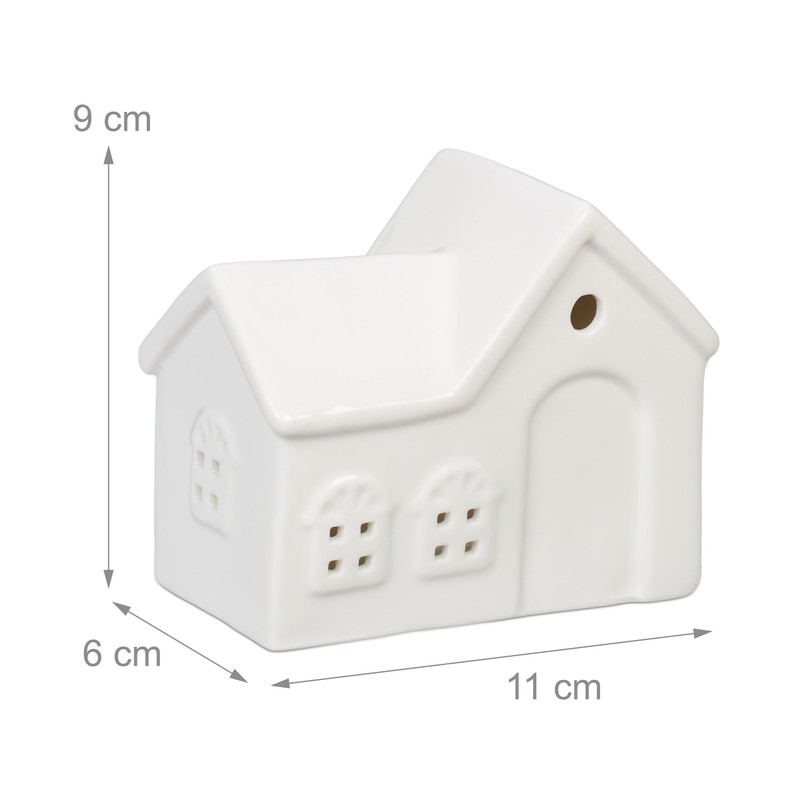 Relaxdays Ceramic Tea Light House, Light House for 1 Tea