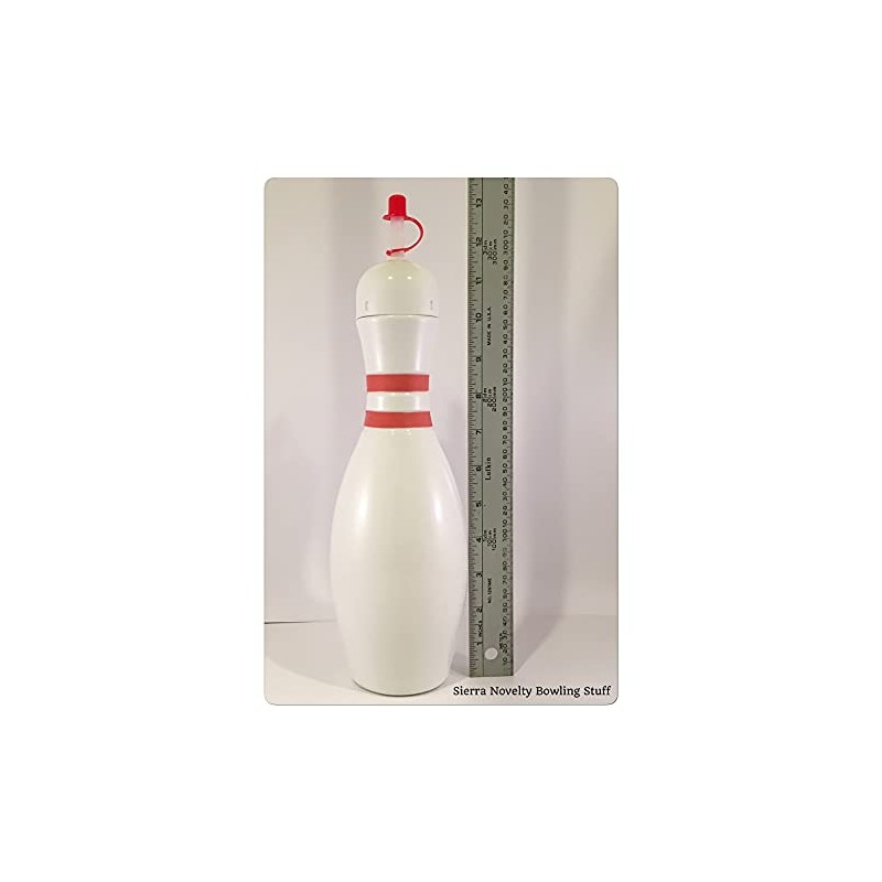 Large Bowling Pin Water Bottle - 32 ounce (White Birthday)
