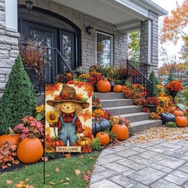 Fall Scarecrow Garden Flag Double Sided 12x18 Outdoor Decor