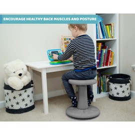 Studico ActiveChairs Kids Wobble Stool, Flexible Classroom Seating Improves Focus, Posture & Helps ADHD/ADD. Get The Wiggles Out Active Fidget Chairs, Preschool | Elementary 14" Chair, Ages 3-7, Gray