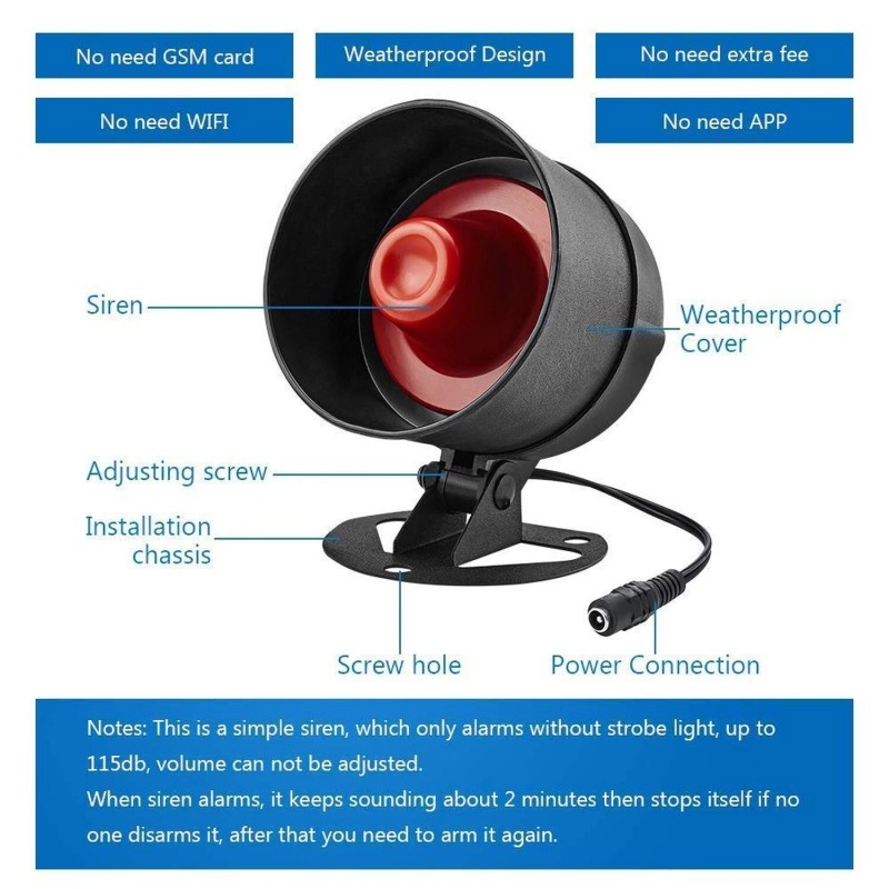 KERUI Home Security System Indoor Outdoor Weather-Proof Siren Window Door