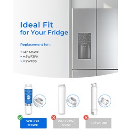 Waterdrop MSWF Refrigerator Water Filter, Replacement for GE® MSWF, 101820A, 101821B, RWF1500A, NSF 42&372 Certified, Pack of 3 (Package May Vary)