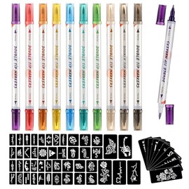 HAWINK ZYH220801KIT Temporary Tattoo Markers for Skin, 10 Body Markings T220 Large Tattoo Stencils for Kids Adults