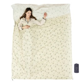 EXERMIL 100% Cotton Sleeping Bag Liner with Full Zippers, Double Travel Sheets (King Size) for Hotel, 87”x75” for 2 Person, Family Sleep Sack Sheet for Travel & Camping, Lightweight, All Seasons