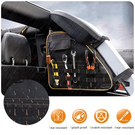 Roll Bar Storage Bag for 2021 2022 2023 Bronco 4 Door Interior Accessories Trunk Organizer Cargo Cage Saddlebag Tool Kits Holder Multi Pocket Handbags All Black 2 Pack