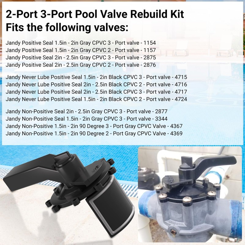 2-Port/3-Port Pool Valve Rebuild Replacement Kit for Jandy Neverlube Pool