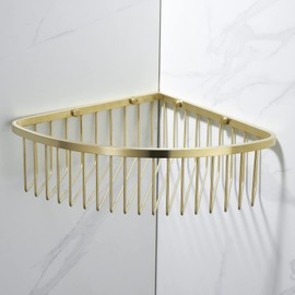 Segistan Corner Shower Caddy Organizer, SUS304 Stainless Steel Heavy Duty Rust-Proof Shelf Organizer, Wall Mounted Storage Rack for Bathroom Kitchen, Brushed Gold