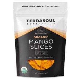 Terrasoul Superfoods Organic Dried Mango Slices, 8 oz | Naturally Sweet Chewy Fruit Snack | No Added Sugar
