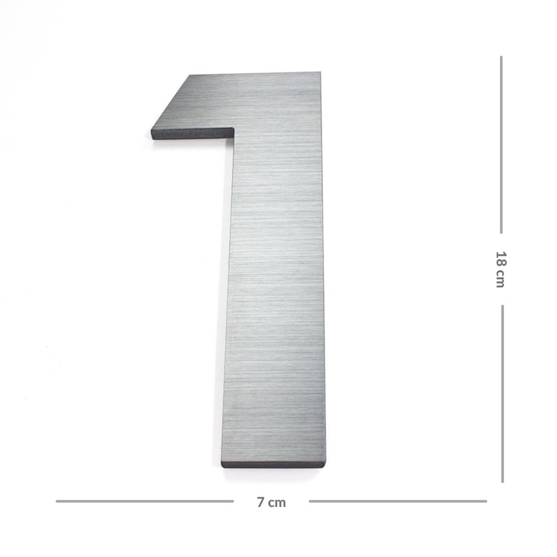 Numeros para casa delgados - 18cm 7inches - Aluminio Cepillado
