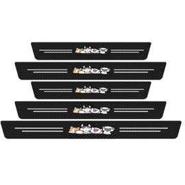 SSyang Pack of 5 Car Door Sill Protectors, Rear Bumper, Carbon Protective Film, Door Sill Protector, Scratch Protection, Abrasion and Strong Adhesion Resistant for Rear Door, Front Door, Boot (Puppy