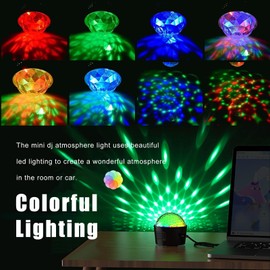 2 Packs Mini Disco Ball Lights, Sound Activated Multicolor Disco Party Light, USB Rechargeable Battery Dj Strobe Lights, Led Disco Ball Lights for Dance Parties Birthdays Car Indoor Stage Decorations