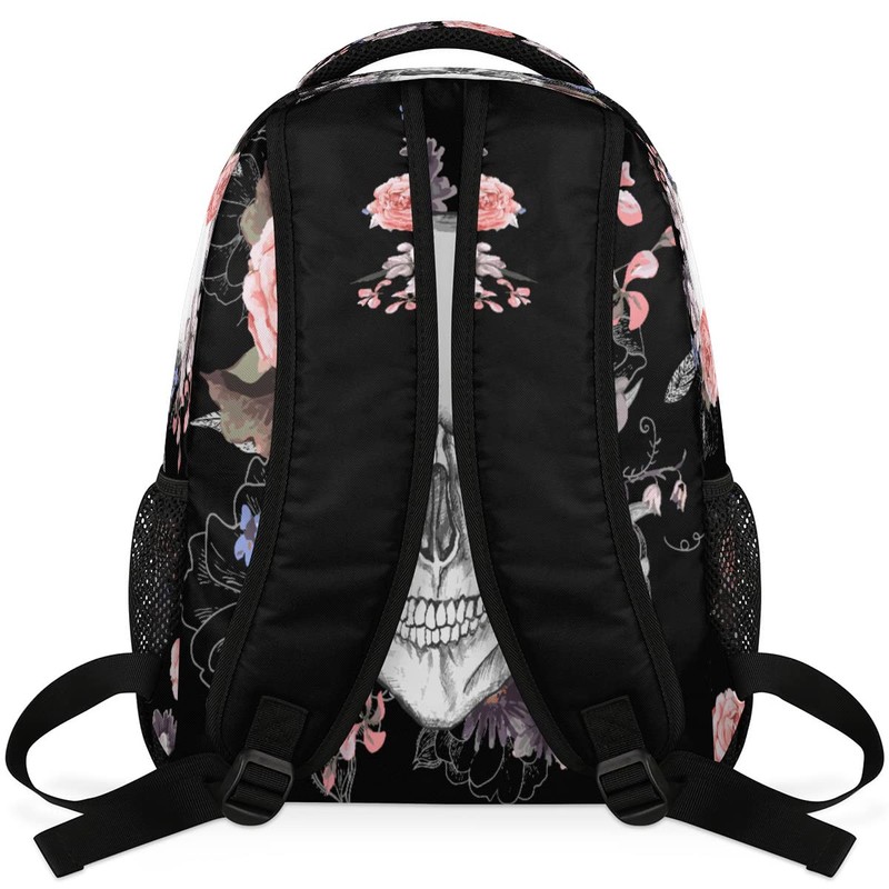 DJYQBFA Sugar Skull Flower Laptop Backpack School Backpack with Multiple