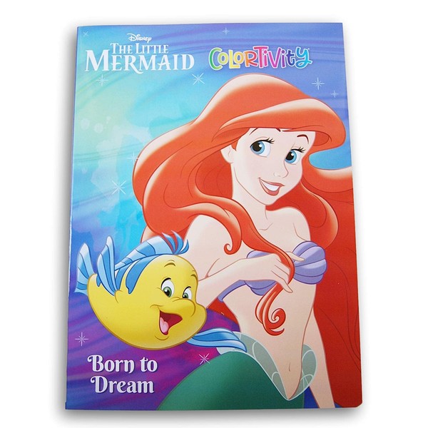 Colortivity The Little Mermaid Ariel Themed Coloring and Activity Book with Bonus Cutout Door Hanger on Back - 80 Pages