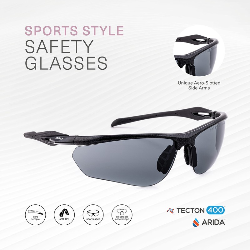 RILEY Cypher Eye Protection Safety Glasses for Work – Lightweight