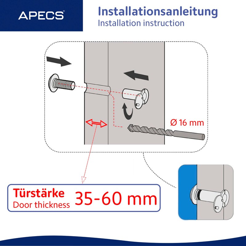 APECS Door Viewer with Privacy Screen for Door 35-60 mm