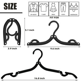 SINJERREAY Foldable Travel Hangers Portable Plastic Folding Clothes Hangers Travel Accessories Drying Rack Folding Hangers for Traveling Camping RV Cruises Dormitory School Hotel (30, Black)