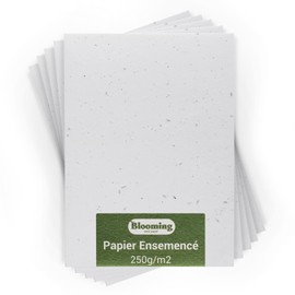 Blooming Sowing Paper - 10 Sheets - DIN A4 250 g/m² - 21 x 30 cm - White Blank - Biodegradable Wildflower Seeds - Cards, Invitations, Prints