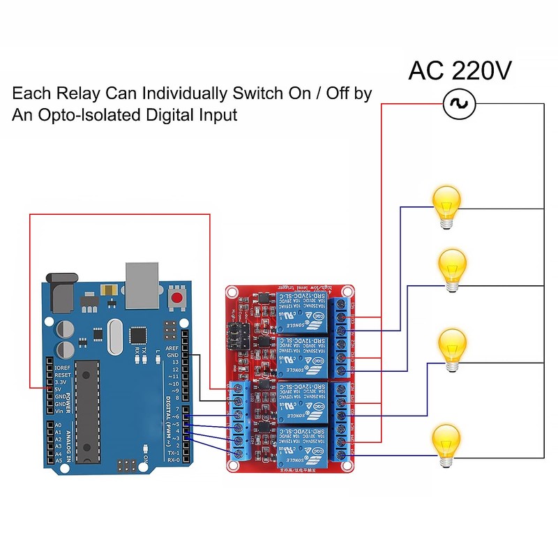 ATNSINC 4pcs 12V 4 Channel Relay Module with Optocoupler Isolation