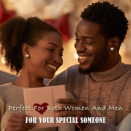 18K White Gold Plated Sterling Silver Pave Square Cubic Zirconia Stud Earrings 4 Prong Princess Cut CZ Simulated Diamond Stud Earrings for Men Women Hypoallergenic (White Gold, 6mm)