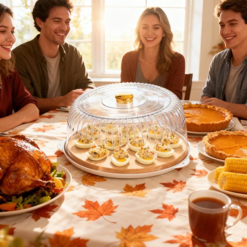 AceList Reversible Wood Charcuterie Board with Lid - Deviled Egg