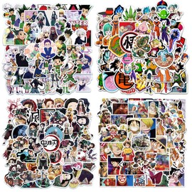 Serhuque 200pcs Anime Stickers Mixed Pack for Kids Teens Boys,Vinyl Waterproof Stickers for Skateboard Water Bottles Laptop Bike Motorcycle Hard Hat Car Bumper Bedroom Wall Decoration