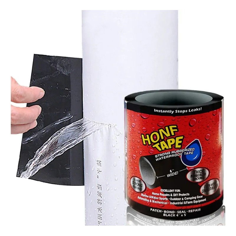 Cinta Impermeable Flex Tape 4" x 5' Goma Flexible Gris