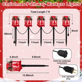 Rossesay Christmas Pathway Markers Lights Waterproof Garden Stake Lights Connectable Christmas Decorations Ground Lights, 7 ft Total, Landscape Path Lights for Outdoor Walkway Patio(Christmas Tree)