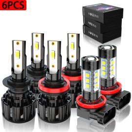 CHUSYYRAY Super Bright Combo LED Headlight H7+H11+H11 High+Low Beam+Fog Light Bulbs 3 Sets