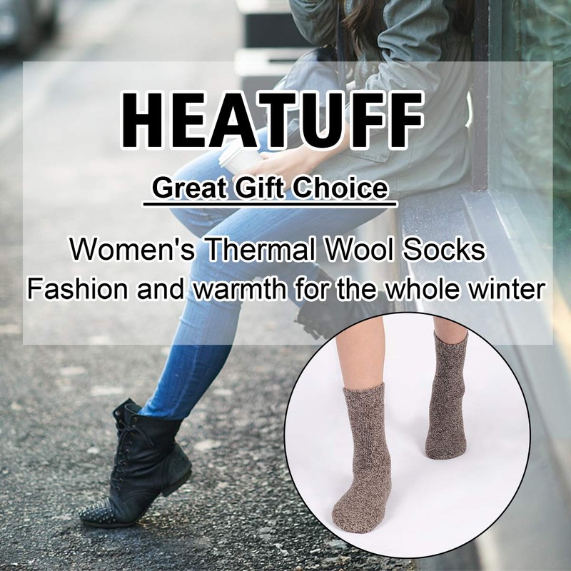 Heatuff - Calcetines de lana de invierno para mujer, cálidos,