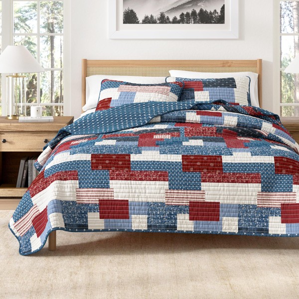 Great Bay Home 3-Piece Full/Queen Microfiber Quilt Set with Shams