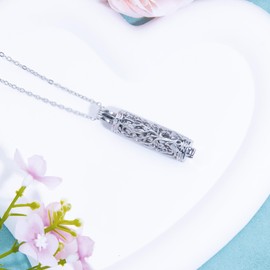 HGUAN Hollow Cylinder Urn Necklace for Ashes for Women Men Cremation Jewelry Keepsake Memorial Human Pet Ash Pendant Necklace Ashes Lockets for Loved Ones
