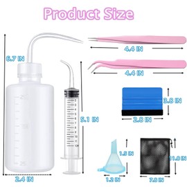 CHENGLAI 13 PCS Snow Globe Tumbler Making Supplies for DIY Glitter Snow Globe Cups with Squeeze Water Bottle Tweezers Bent Syringe Small Funnels Felt Squeegee Storage Bag, Suitable for DIY your crafts