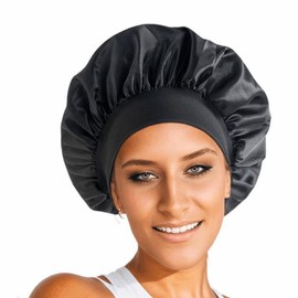 Satin Hat Sleep Silk Round Fabric Protect Hair Comfort Hair Night Anti-frizz Sleeping Hat Four Seasons Breathability Sleep Cap:_Red