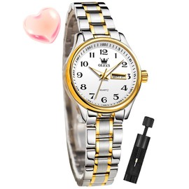 OLEVS Womens Watches Fashion Numerals Dial Elegant Dress Analog Quartz Ladies Small Wrist Watches for Women Stainless Steel Day Date Waterproof Luminous