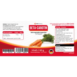Beta Carotene Capsules Provitamin A Made in Germany 4 Month Pack primedical 1 x 120 Capsules