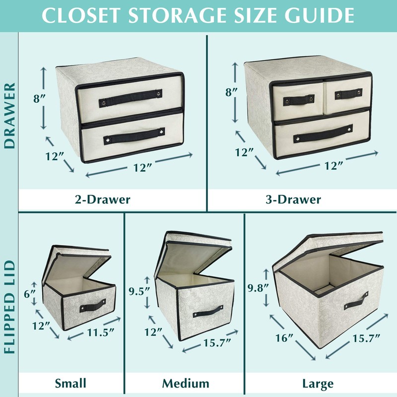 DII Breathable Closet Organizer, 3 Drawer, Damask