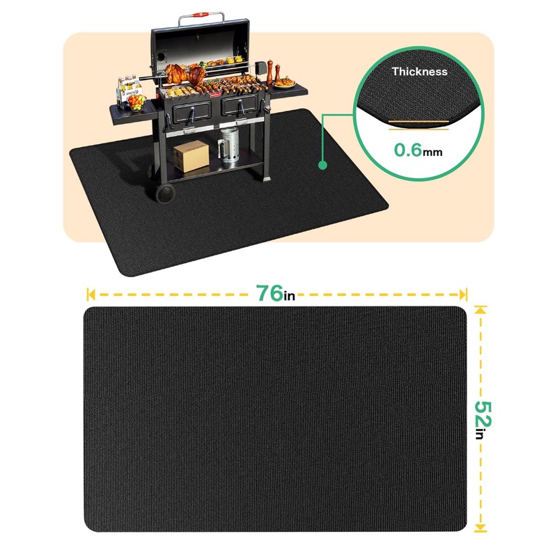 TAOMAND Large 76 x 52 inches Under Grill Mats for
