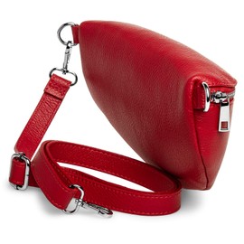 Caspar TL799 Women's Leather Cross Body Belt Bag with Adjustable Strap - Standard Size, red, Unit size