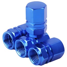 JacobsParts Tire Valve Stem Caps, 4 pcs/Pack, Anodized Aluminum Corrosion Resistant Universal Tire Valve Cap Set for Cars, SUVs, Bikes, Trucks and Motorcycles, Blue